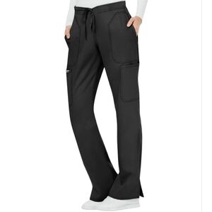 Cherokee Workwear Revolution 5-Pocket STRETCH Drawstring Cargo Black Scrub Pants